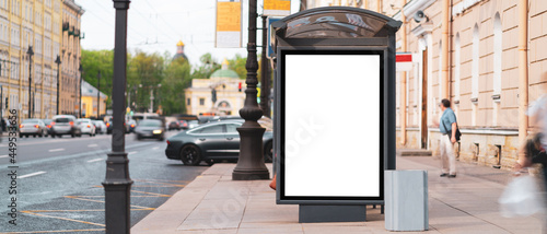 Billboard, poster mockup, in a bus stop