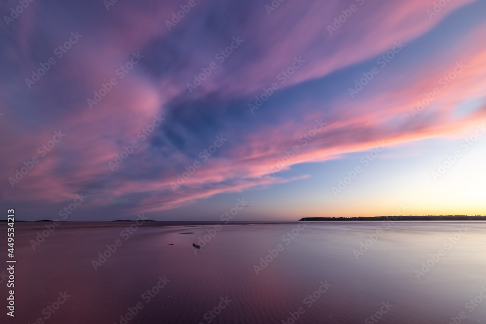 Colorful sunset over the sea in Yyteri