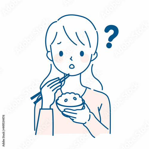 味覚異常な女性のイラスト・コロナ後遺症