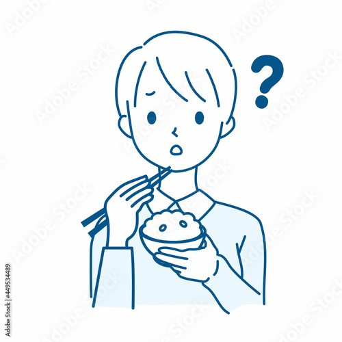 味覚異常な男性のイラスト・コロナ後遺症