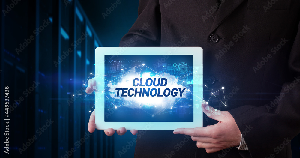 Person holding tablet, technology concept Person holding tablet, technology concept