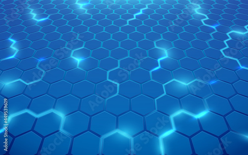 Abstract blue lines hexagon geometric design background. Futuristic technology concept. Vector illustration