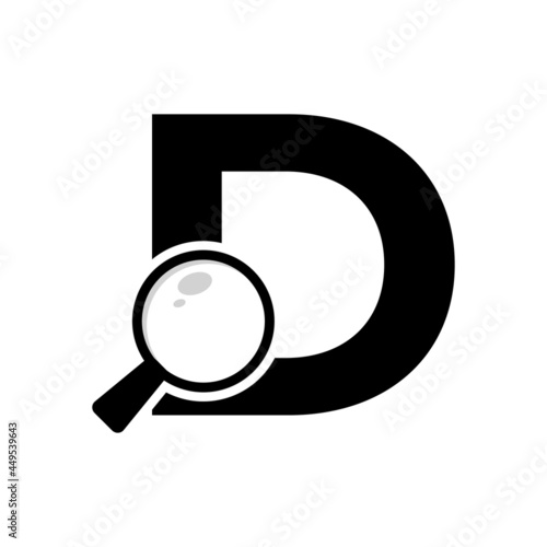 Search Logo. Letter D Magnifying Glass Logo Design