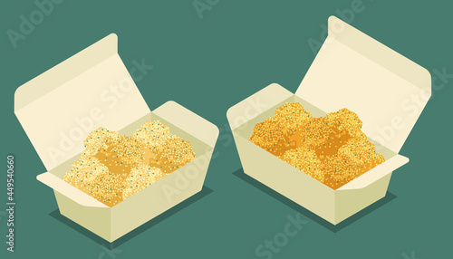 持ち帰り容器に入った韓国チキンのベクターイラスト素材