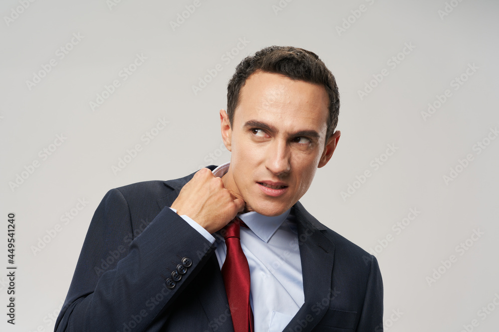 emotional kilogram man straightens collar official manager office emotional kilogram man straightens collar official manager office