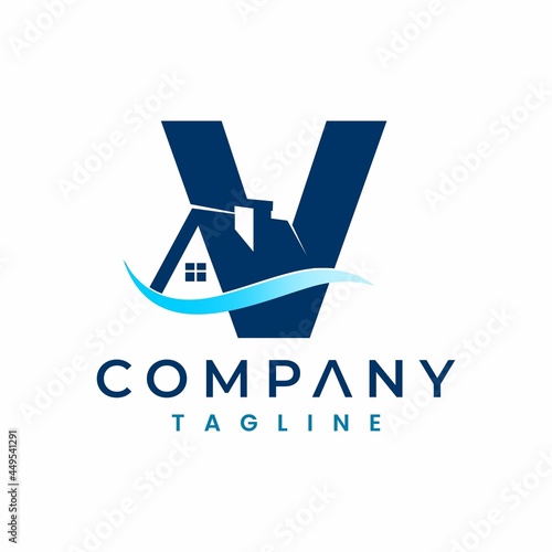 Letter V House Logo , Initial Home Logo