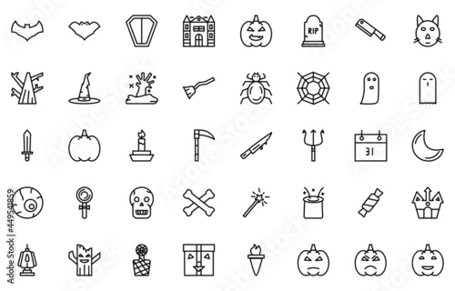 Halloween icon set line style vetor design for your design editable clean node