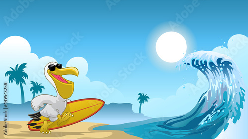 Pelican Surfer on the beach © bazzier