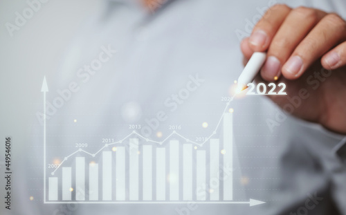 Business analytics and financial concept, Plans to increase business growth and an increase in the indicators of positive growth in 2022 photo
