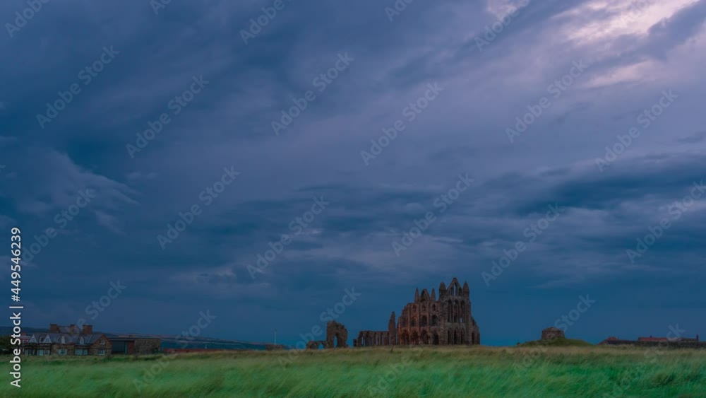 Whitby Abbey And Township Church Ruins Time lapse Storm Whitby Abbey And Township Church Ruins Time lapse Storm