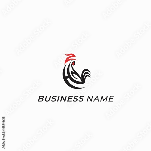 design logo combine rooster and letter H © Decky