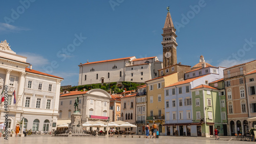 View of the Tartini Central Square in Piran, Slovenia.