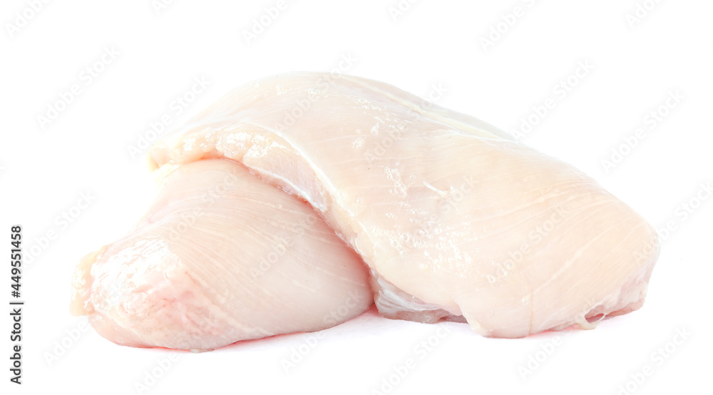 Raw chicken breast fillets isolated on white background