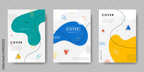 Memphis style cover design collection. Eps10 vector.