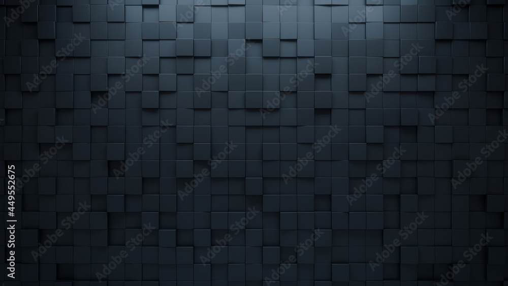 Square, Futuristic Wall background with tiles. Black, tile Wallpaper with 3D, Polished blocks. 3D Render Square, Futuristic Wall background with tiles. Black, tile Wallpaper with 3D, Polished blocks. 3D Render
