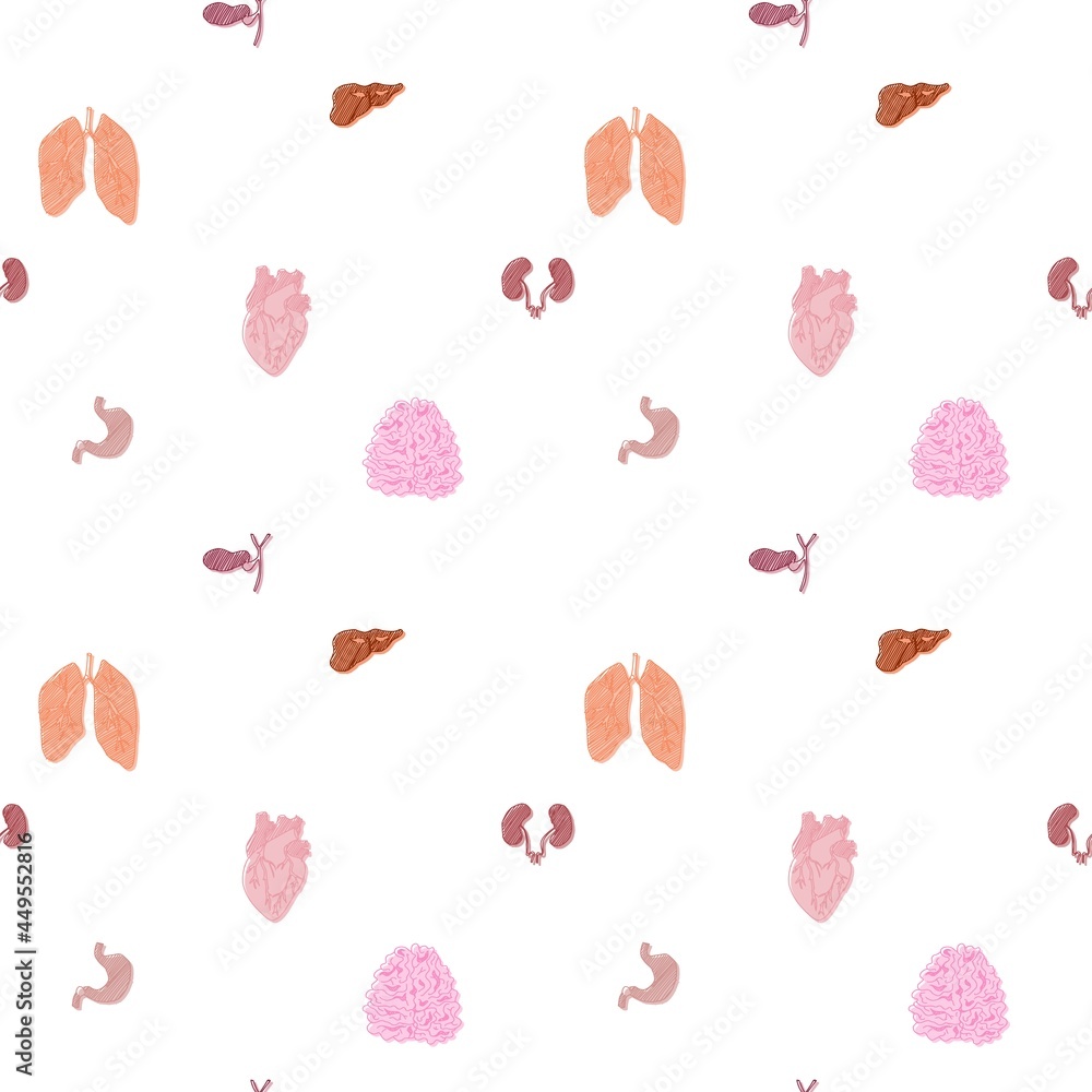 human organs bright seamless pattern. sketch new human organs bright seamless pattern. sketch new
