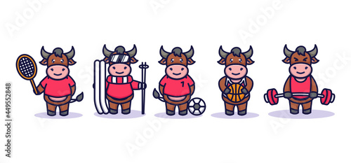 Cute bull with sport costume