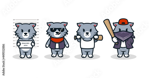 Set of little cat in gangster mob costume