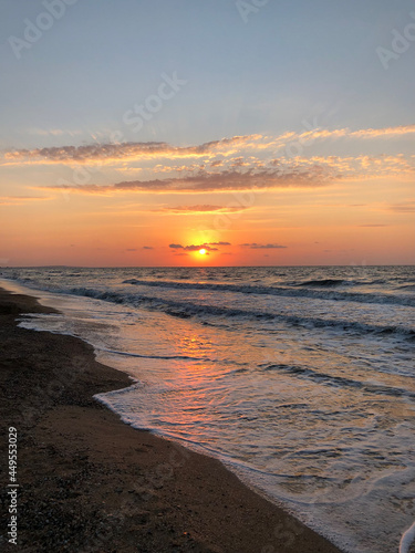 Sunset at the beach. Sea of Azov.