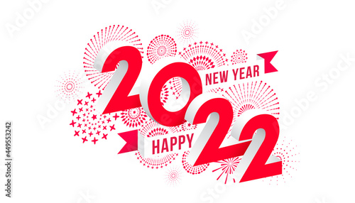 Vector illustration of  fireworks. Happy new year 2022 theme