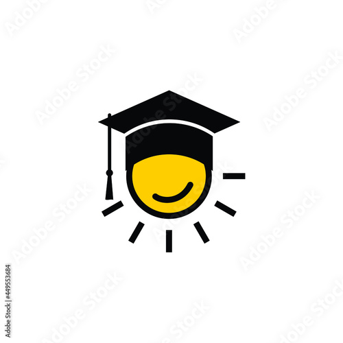 lightbulb with graduation cap or mortarboard smart education logo design