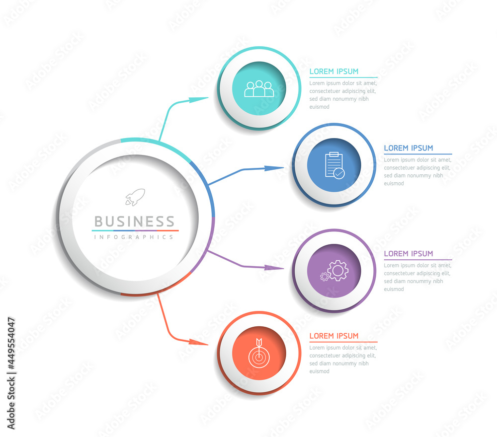 Vector illustration, infographics design, template, marketing, information, with 4 options or steps Vector illustration, infographics design, template, marketing, information, with 4 options or steps