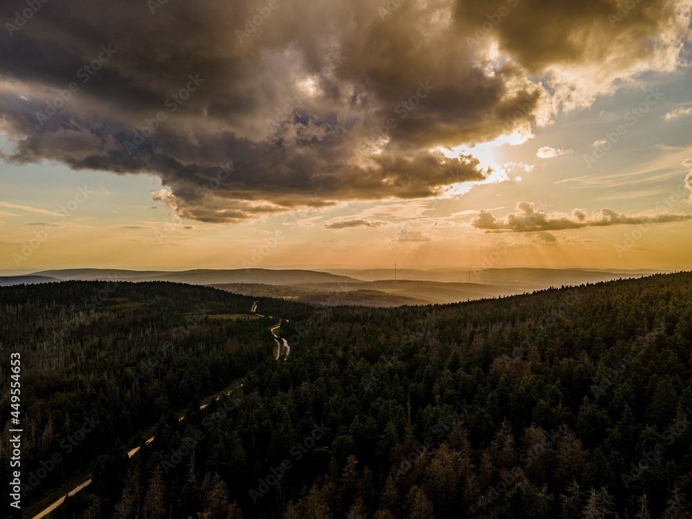 Obraz premium The Brocken, also called Blocksberg, is the highest mountain in the Harz and in all of Northern Germany with a height of 1141.2 meters