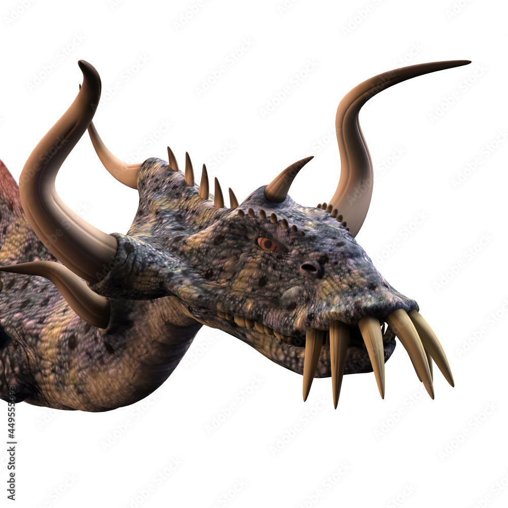 Fototapeta premium 3d-illustration of an isolated giant fantasy creature dragon with horns