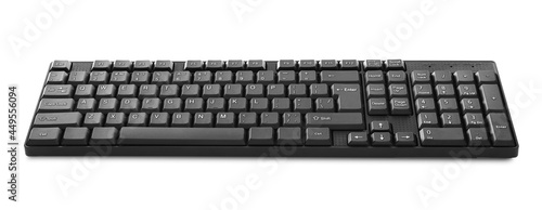 Modern black computer keyboard isolated on white