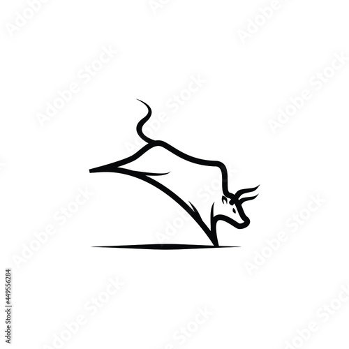bucking bull cattle bison buffalo kick back  rodeo matador logo design