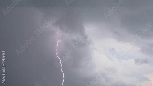 lightning in the storm,  stormy weather and dark clouds in the sky, thunder at night