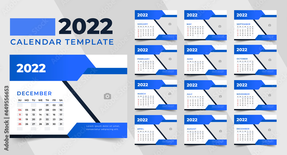 2022 table Calendar design template , desk calendar 2022 design vector