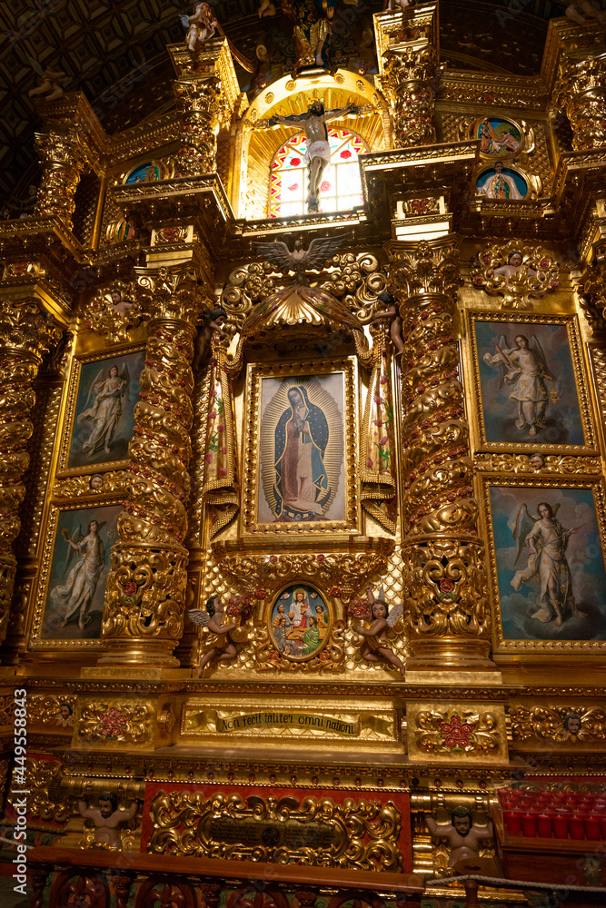 Detail of the interior of the Santo Domingo de Guzman Church, in the city of Oaxaca de Juarez, Mexico.