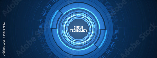 Abstract circle digital background, smart lens technology, overlap layer, light effect, design concept, blank space