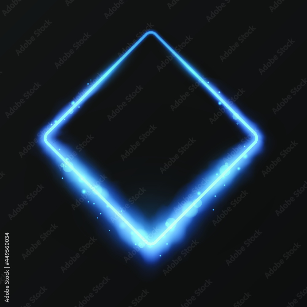 Square frame with glowing sparkles. Magic clouds neon effect. Neon frame effect, glowing glares with bokeh. Eps10 vector Square frame with glowing sparkles. Magic clouds neon effect. Neon frame effect, glowing glares with bokeh. Eps10 vector