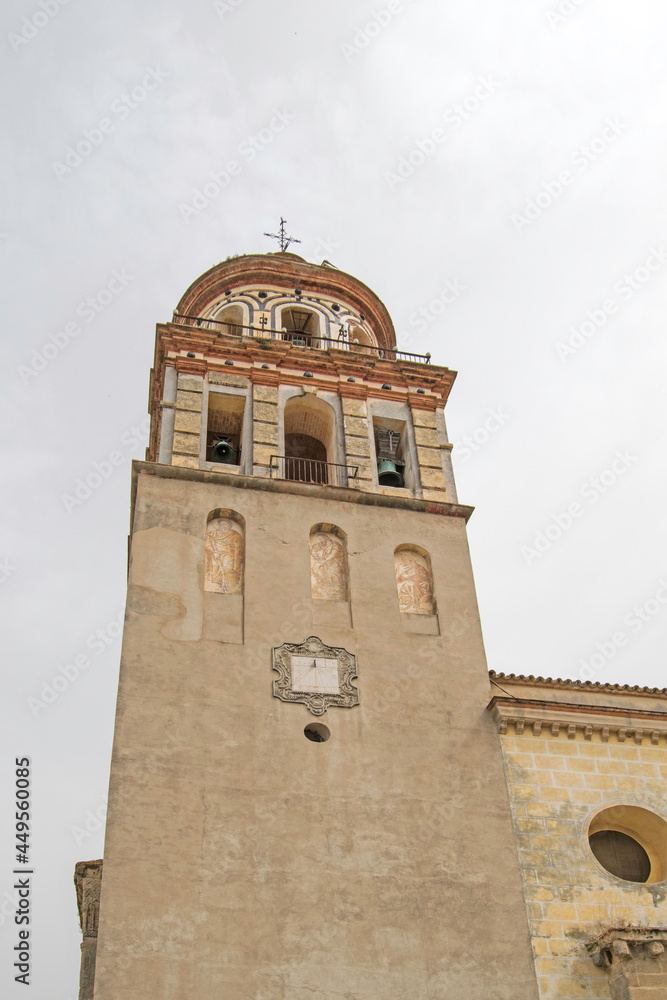 tower of the O church seen from below in Sanlucar de Barrameda, Cadiz, Andalusia, Spain