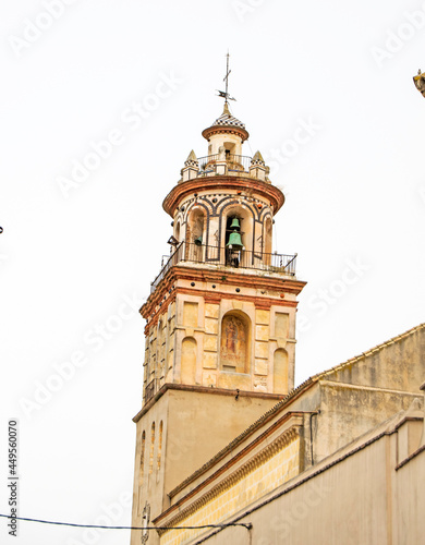tower of the Iglesia de la O in Sanlucar de Barrameda, Cadiz, Andalusia, Spain