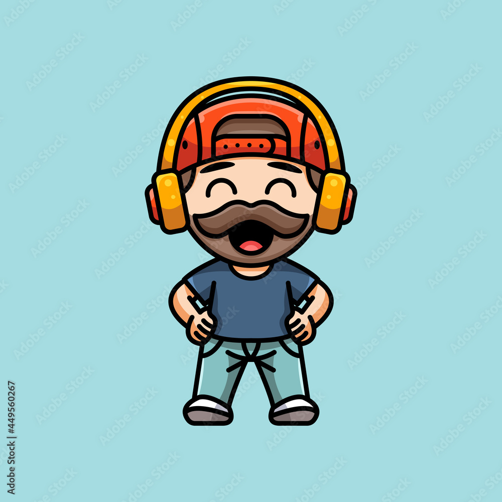 cute beard man for character, icon, logo, sticker and illustration.