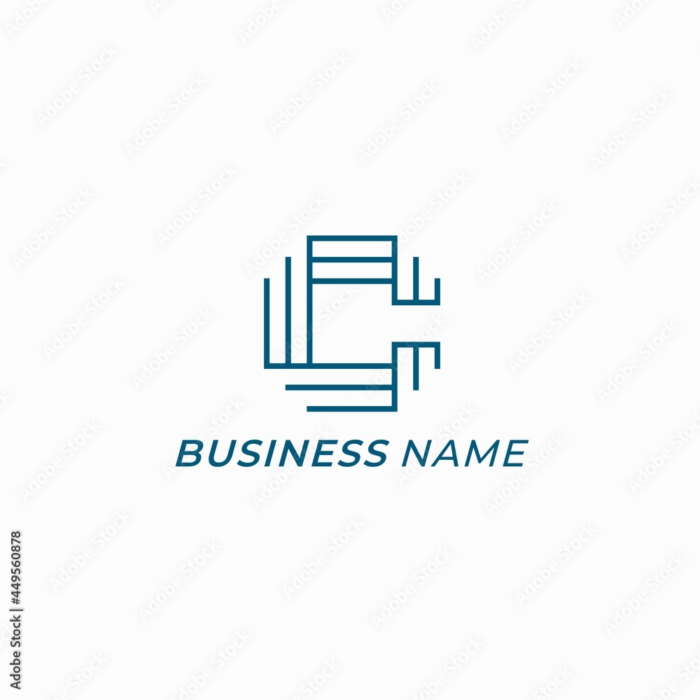 design logo line and bold letter C
