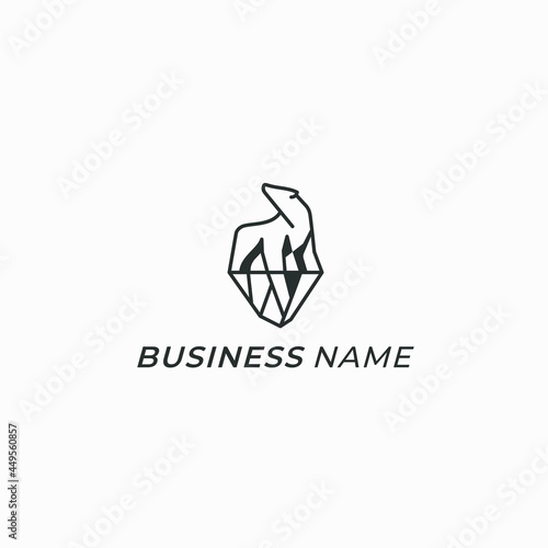 design logo creative bear and crystal ice