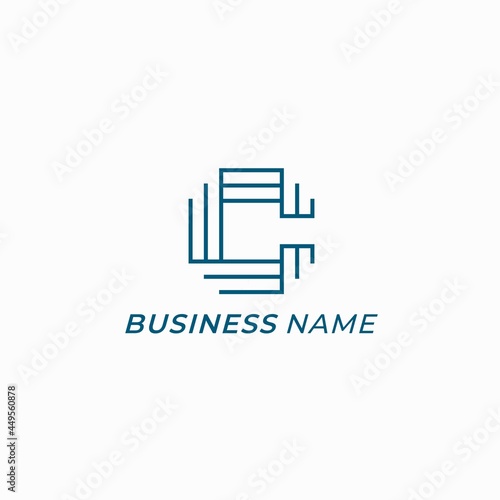 design logo line and bold letter C