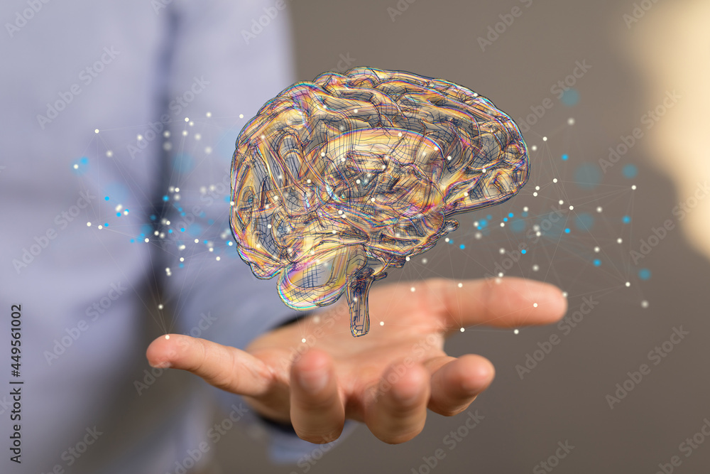 Brain. Digital brain. 3D Science and Technology concept. Neural network. IQ testing, artificial Brain. Digital brain. 3D Science and Technology concept. Neural network. IQ testing, artificial