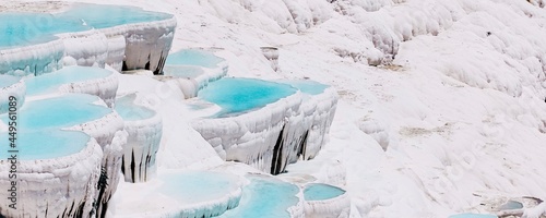 Quadro em tela Pamukkale Turkey, calcium cascade terraces of white stalactites