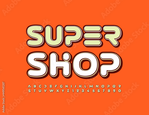 Vector marketing logo Super Store. Trendy creative Font. Abstract Alphabet Letters and Numbers set