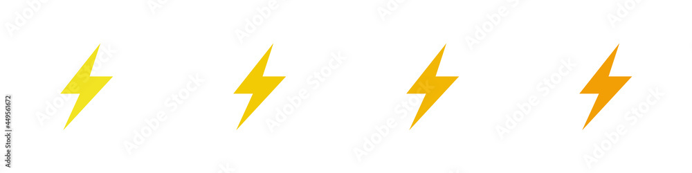 Fototapeta premium Conjunto de icono de rayo amarillo. Concepto de electricidad. Ilustración vectorial
