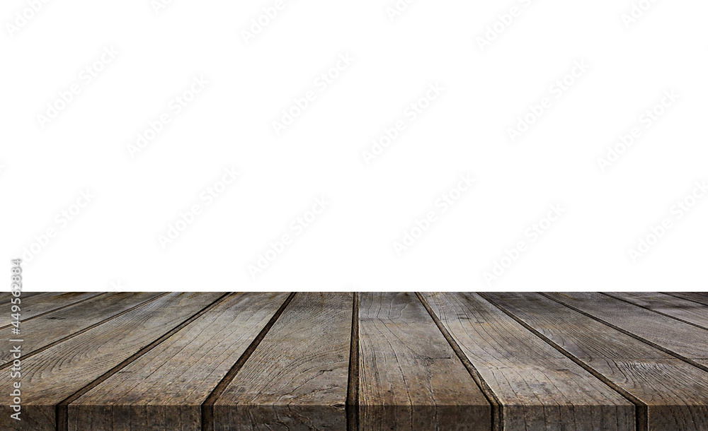 empty old wooden table isolate on white background. empty old wooden table isolate on white background.