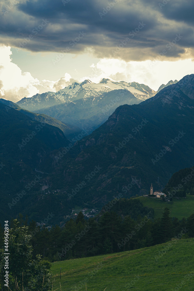 Summer sunset in the mountains of Valle d'Aosta Summer sunset in the mountains of Valle d'Aosta