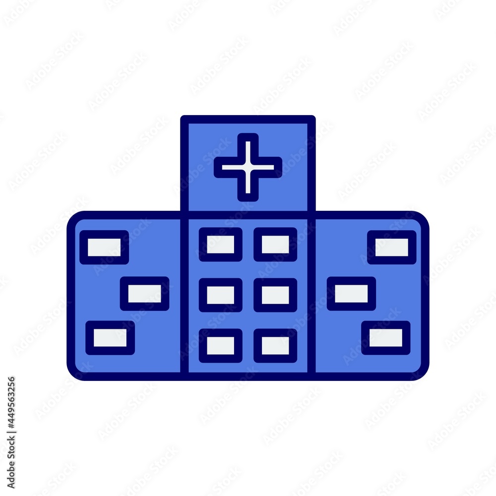 Hospital Building Line Filled Blue Vector Icon Design Hospital Building Line Filled Blue Vector Icon Design