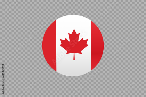 Canada flag in circle shape isolated  on png or transparent  background,Symbol of Canada, template for banner,card,advertising, magazine,vector,top gold medal winner sport country