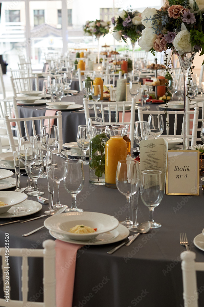 A wedding tabels. with plates and silverware